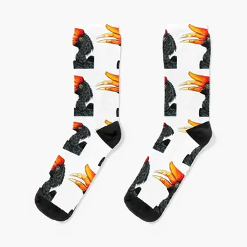 Носорог птица птица - мастило и акварел Чорапи баскетболни чорапи коледен подарък Чорапи Жени Мъжки