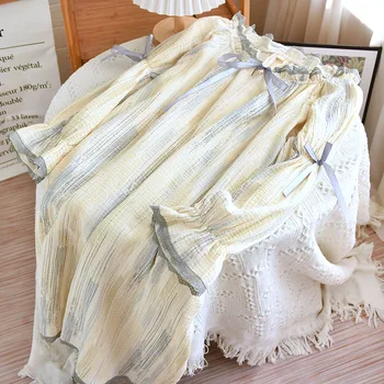 Пролетно памучно спално облекло за дамски нощници Ежедневни блузи за сън Дълги ръкави Sleepshirt Leisure Girls Карикатура Сладка нощна рокля