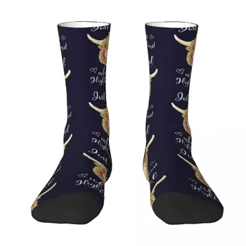 Просто момиче, което обича шотландските крави Чорапи къси чорапи Коледни подаръци Чорапи за мъже Дамски