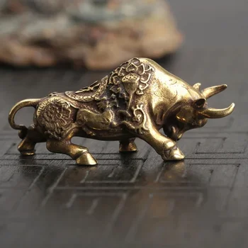 Ретро месинг бик орнамент скулптура медни миниатюрни орнаменти бюро декорация богата крава орнаменти творчески малки подаръци