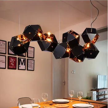 скандинавски дизайнер модерен ресторант бар Led полилей полигон черно злато декорация на дома стая осветление хол полилей