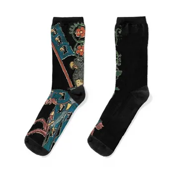 Средновековен рицар Класически чорапи зимни подаръци отопляеми мъжки чорапи дамски