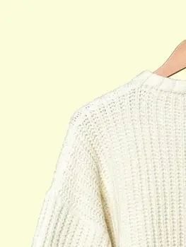 Цена за клирънс Жени кухи обрати пуловер есен нови дами кръг врата плета пуловер върхове