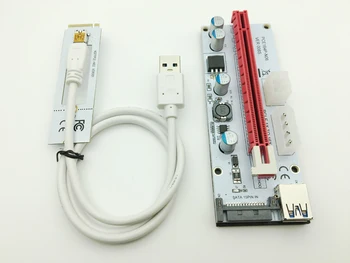 Щранг бял 008S NGFF M.2 PCIE PCI-E 1X 2X 4X 8X 16X USB 3.0 адаптер карта 60cm кабел за данни за BTC добив Bitcoin миньор Antminer