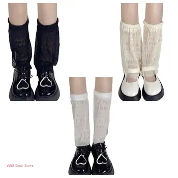 японски Harajuku Leg Warmers Пънк женски лято дантела тръба крак покритие мърляч чорапи теле чорапи готически за жени момичета подарък