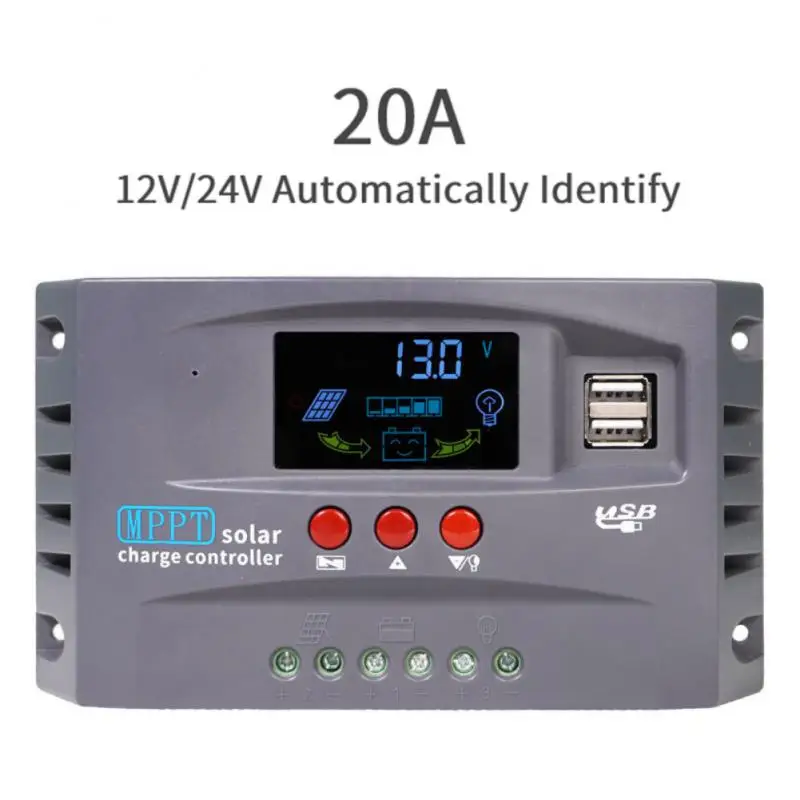 1/3PCS 20A 30A MPPT соларен контролер за зареждане Двоен USB контролер на панела за зареждане 12v 24v регулатор за литий Lifepo4 гел олово
