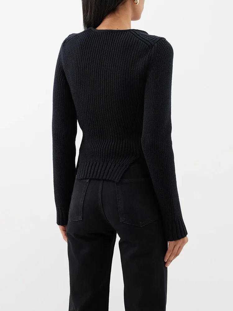 y2k пролет и есен древен квадратен врат половин цип плетена вълна пуловер2023 модерен универсален тънък дамски пуловер