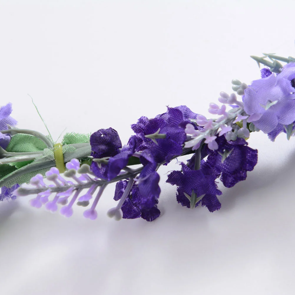Изкуствена лавандула цвете венец лента за глава флорални декоративни венец с панделка сватба аксесоари за коса за празници снимка