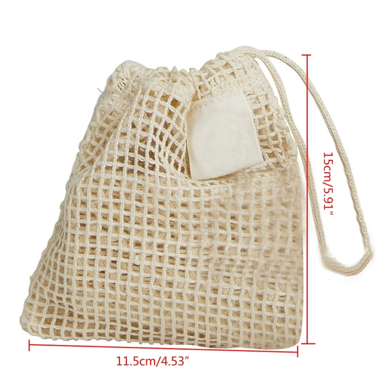 10Pcs сапун ексфолираща чанта торбичка сапун спестител естествен Ramie Mesh сапун спестител чанти с шнур