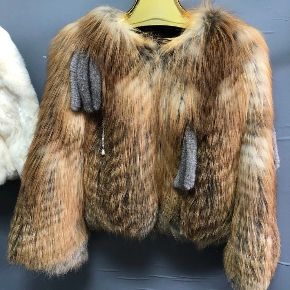Зимни жени истински лисица кожени палта мода топло естествено пухкаво червено лисиче кожено яке дама лукс 100% естествена кожа дълъг ръкав връхни дрехи