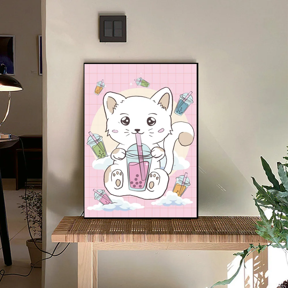 5D DIY диамантена живопис розова карикатура храна суши мляко чай котка коала сладък модел кристал бродерия комплект момичета стая декорация