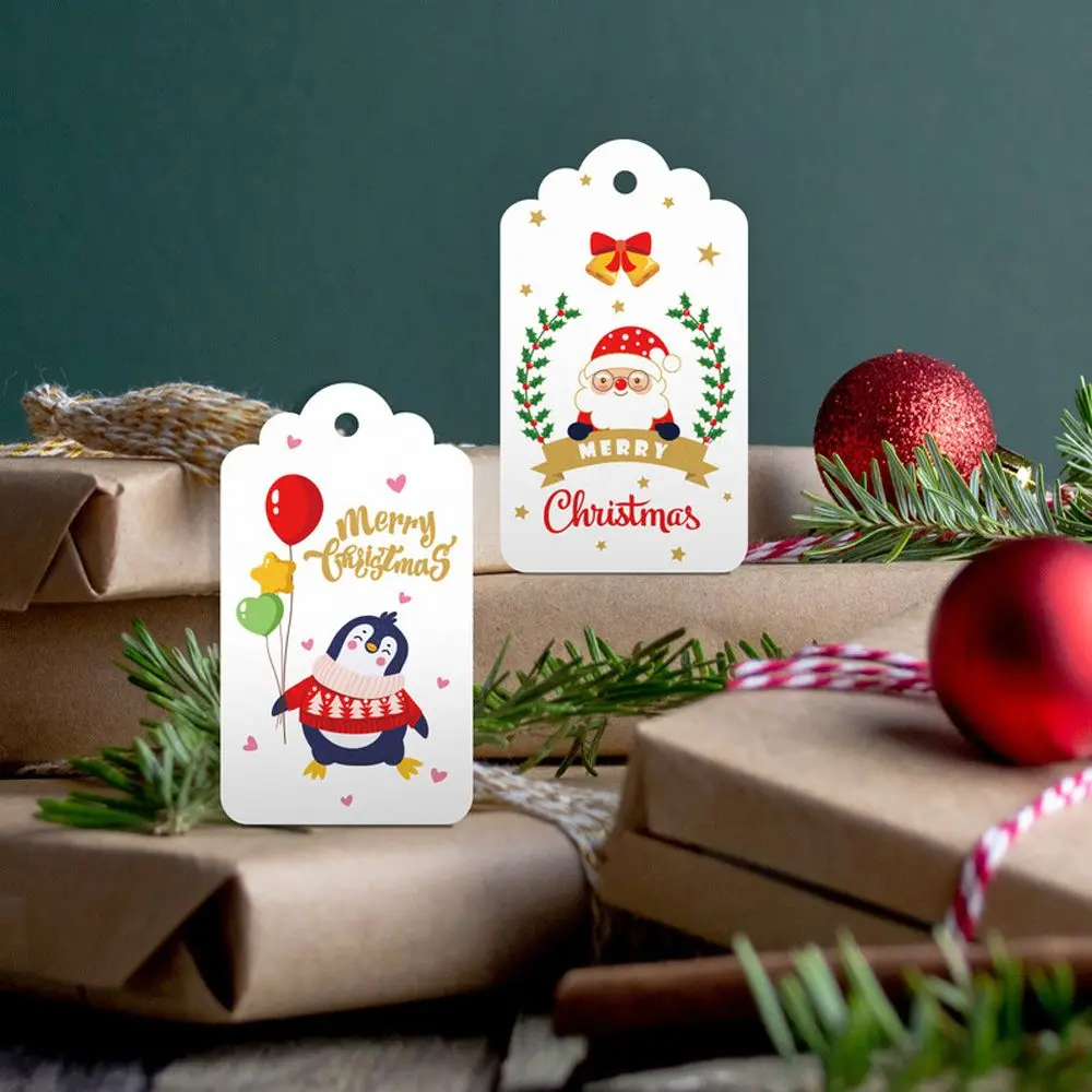 50PCS Коледно дърво Елк Дядо Коледа опаковъчни консумативи Коледна украса Коледа Tag Коледни етикети Опаковане на подаръци Hang Tags