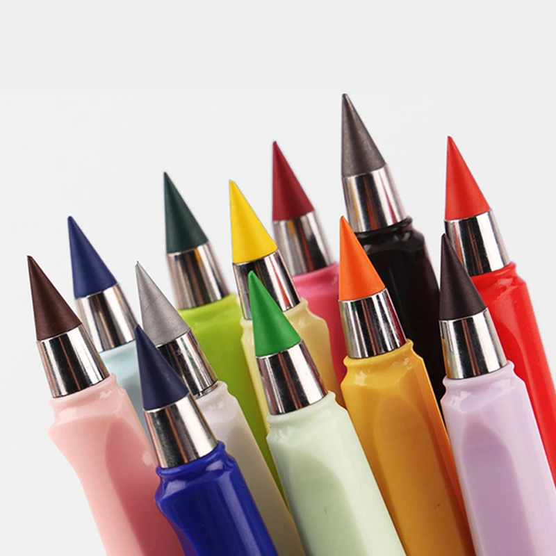 10PCS Macaron цвят пластмасов молив за изкуство скица живопис неограничен писане моливи магия изтриваеми пълнители училищни пособия