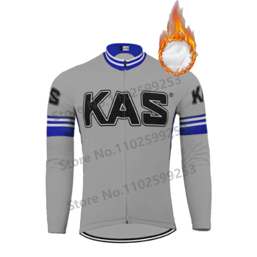 Зимно термично руно KAS Колоездене Джърси дълъг ръкав въже Ciclismo Hombre Поддържайте топло облекло за велосипеди Мъжко трико за велосипеди