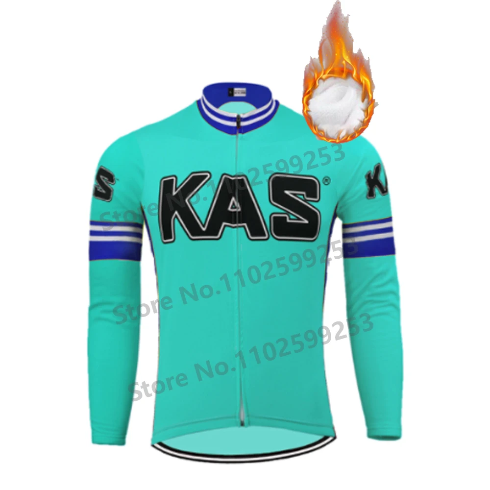 Зимно термично руно KAS Колоездене Джърси дълъг ръкав въже Ciclismo Hombre Поддържайте топло облекло за велосипеди Мъжко трико за велосипеди
