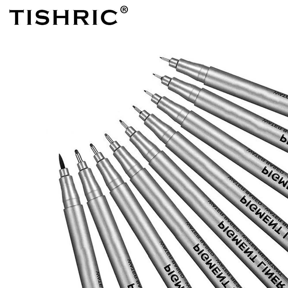 TISHRIC различен връх черен пигмент лайнер водоустойчив микрон маркер писалка Fineliner Mipor писалка линия пигмент лайнер скициране писалка