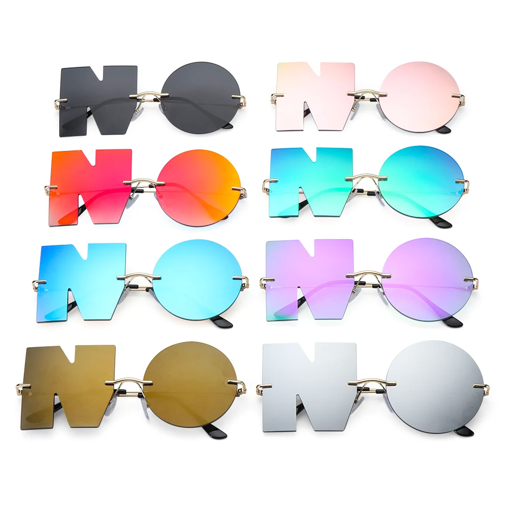 Жени Луксозна мода Цветна UV400 буква NO слънчеви очила Метални слънчеви очила Дамски тренд нюанси Очила Улично облекло Очила