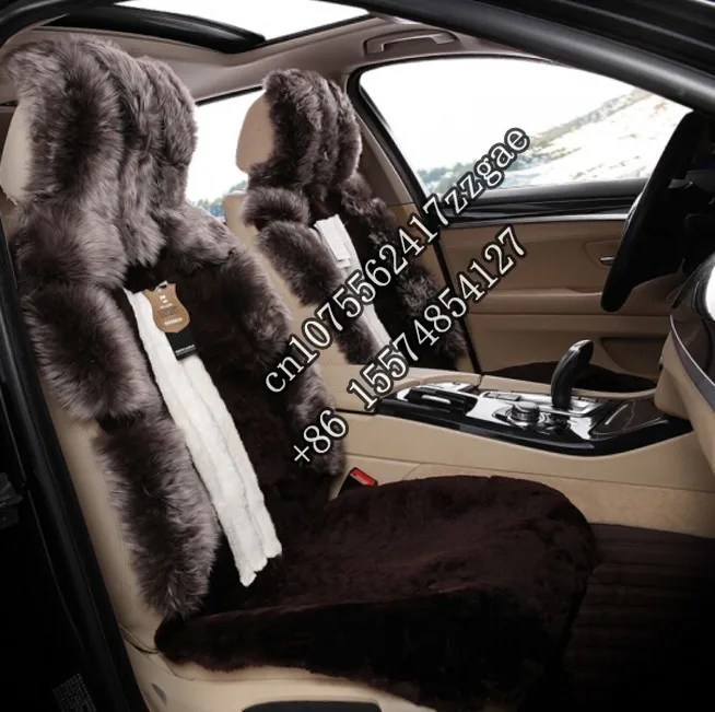 Висококачествена чиста вълна авто седалка възглавница сив цвят кожа кола покрива