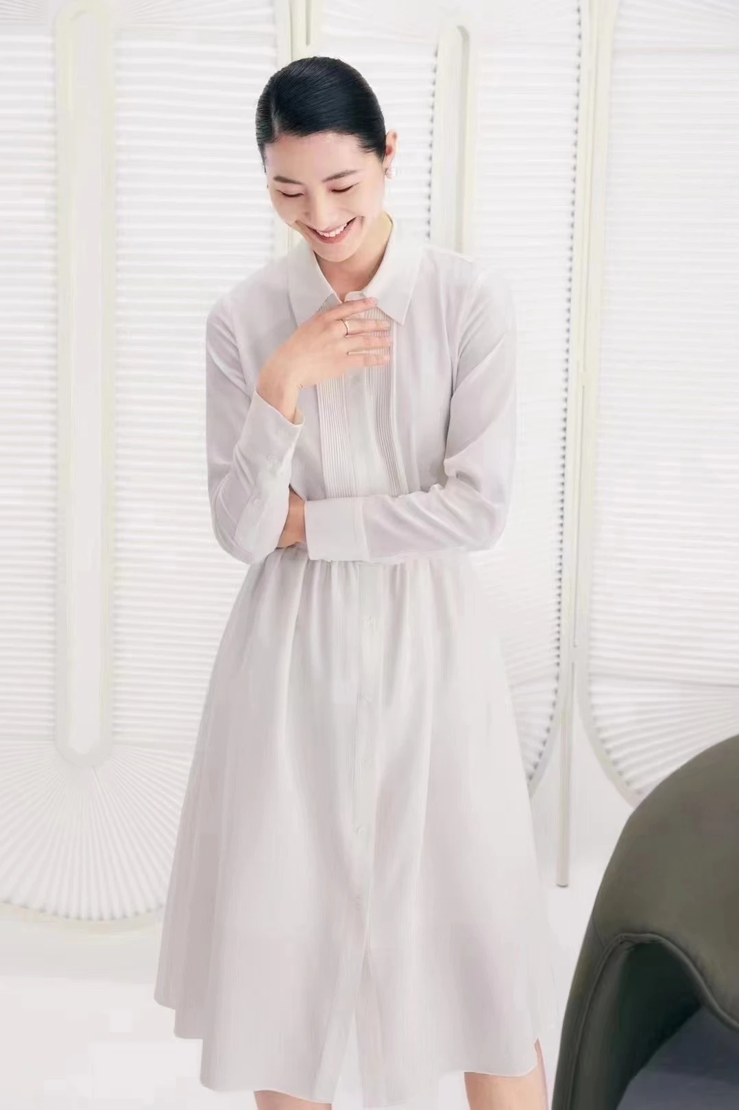 Удобно и просто ежедневно облекло, бял плътен цвят, минималистичен дизайн, темперамент, дамска дантелена рокля A-line Vestidos
